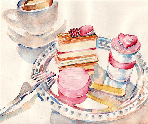 art, breakfast and cake