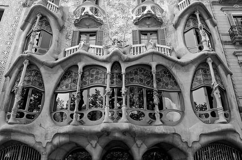 black and white, castle and gaudi