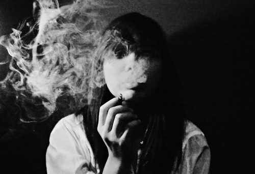 alone, black and white and cigarette