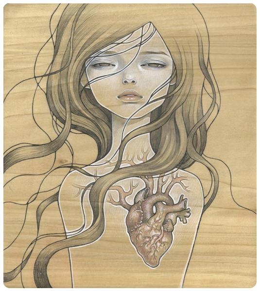 art, girl and heart