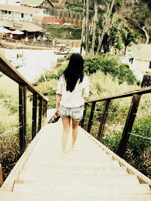 back, beach, california, girl, shoe, shorts