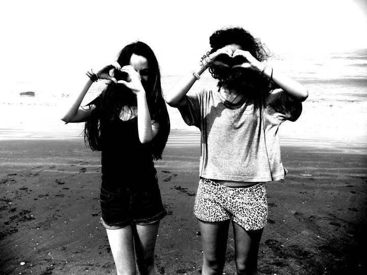 beach, bff and black and white