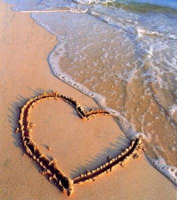 beach, heart and love