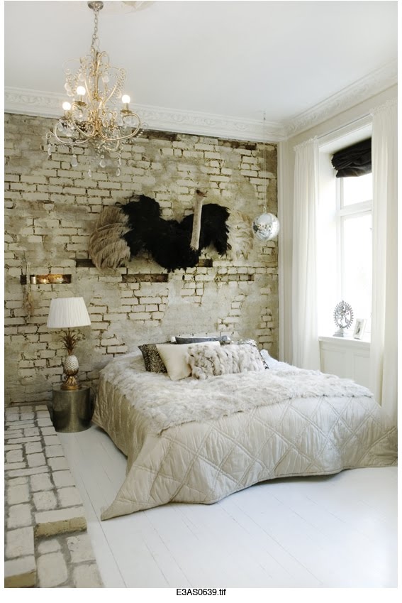 bed, bedroom and brick
