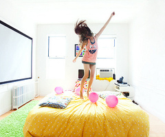 bed,  fun and  jump