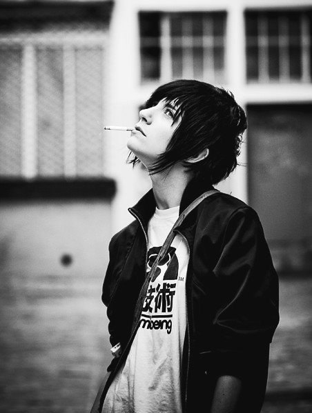 black and white, boy and cigarette