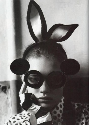 black and white, bunny and fashion