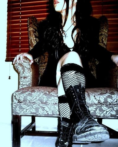 black, boots and chair