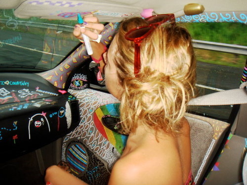 blonde, car and colorful
