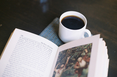 book,  calm and  coffee