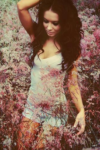 dress, field and flowers