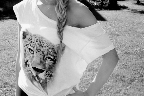 animal print, black and white, braid, fashion, hair, leopard