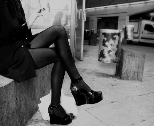 b&w, black and white and black shoes