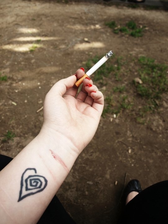 blood, cigarette and cut
