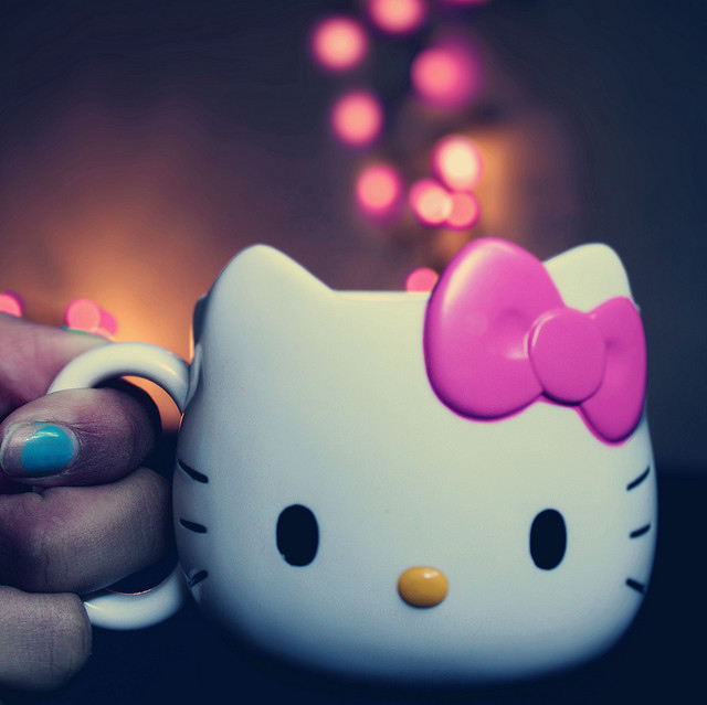 bow, cup and hello kitty