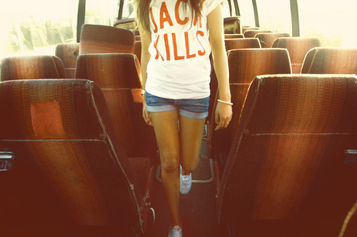 bus, girl and legs