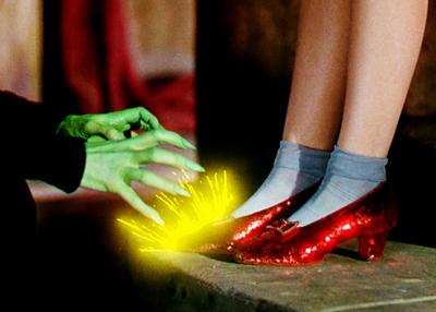 dorothy,  ruby slippers and  wicked witch