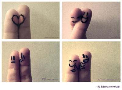 art,  couple finger and  cute