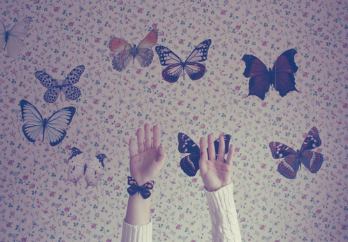 beautiful, butterfly and girl