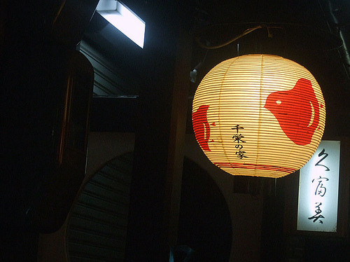 bird, japan, lamp, light, night, red
