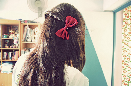 bow, girl and hair