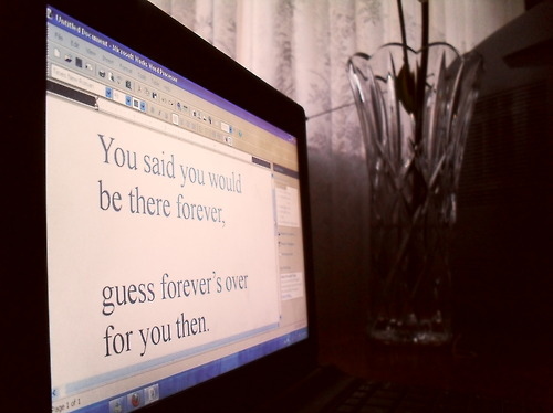 forever, laptop and lie