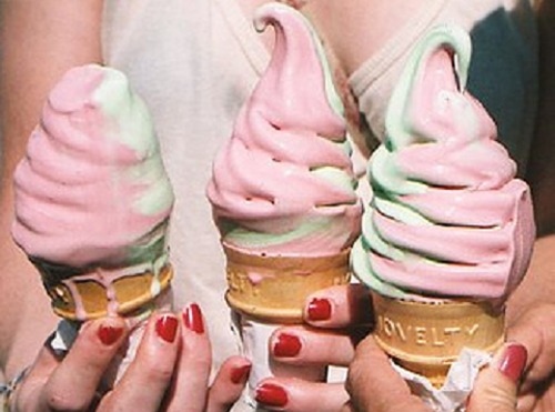 ice cream, nail polish and pink
