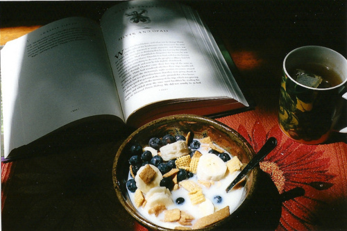 book, breakfast and cereal