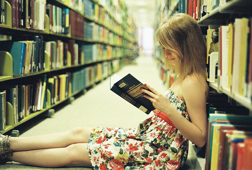 books, girl and library