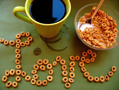 breakfast,  cheerios and  coffee