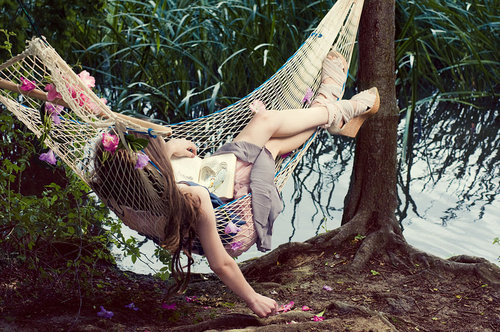fashion, flowers, girl, hammock, peace