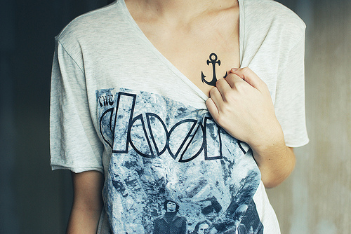 anchor, girl and hand