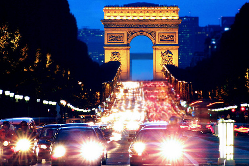 arch of triumph, cars and paris
