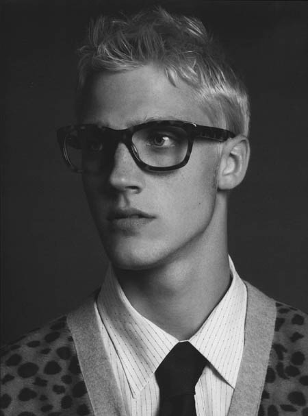 black and white, blond and boy