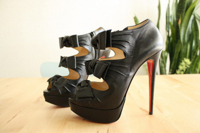 black,  bows and  christian louboutin