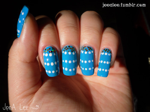 blue, dots and glitter