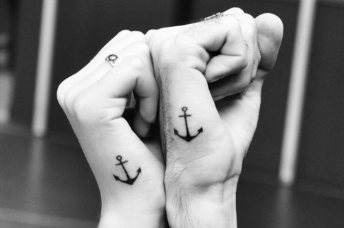 anchor anchor tattoo black and white boy couple girl