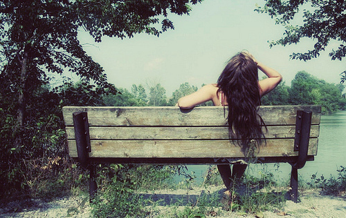 back,  bench and  girl