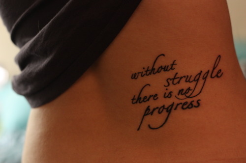 back girl progress struggle tattoo text