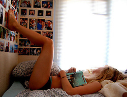 bed,  book and  girl