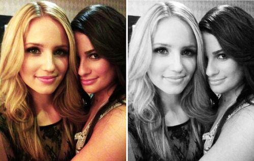 black and white,  dianna agron and  glee