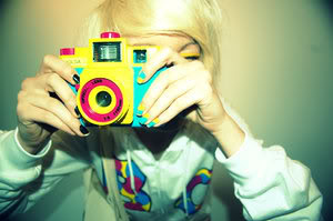 blond,  camera and  colorful