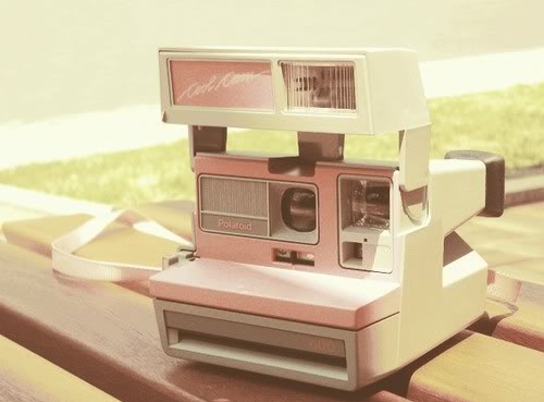 camera, pink, polaroid, retro, vintage