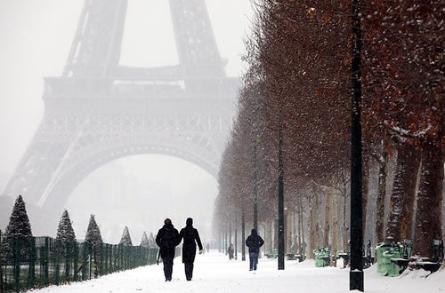 eiffel tower, paris, romantic, snow, winter