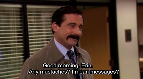 erin,  michael and  mustache