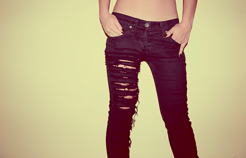 fashion, jeans and ripped
