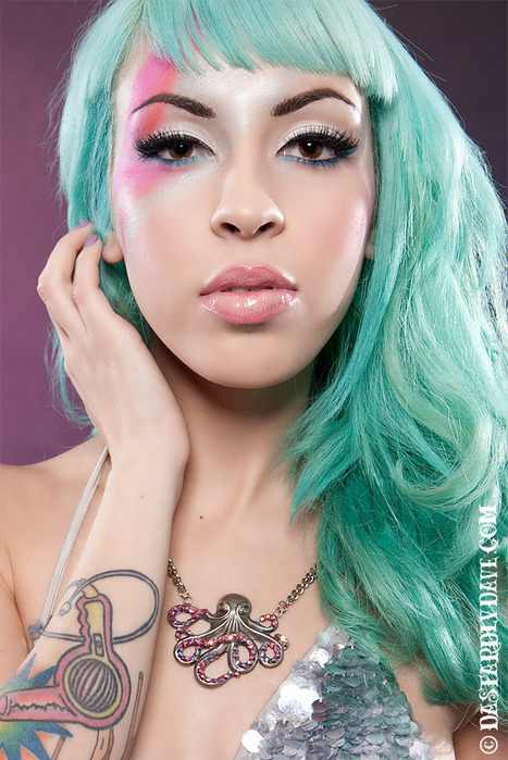 beauty, blue hair and make up