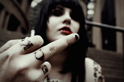 black hair, finger and finger tattoo