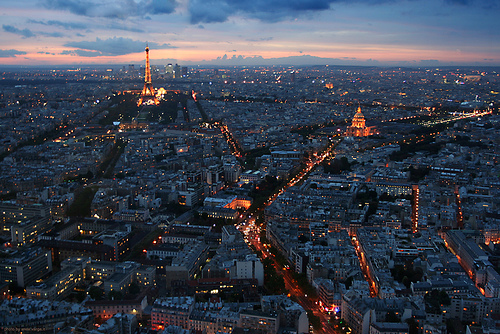 city, night and paris