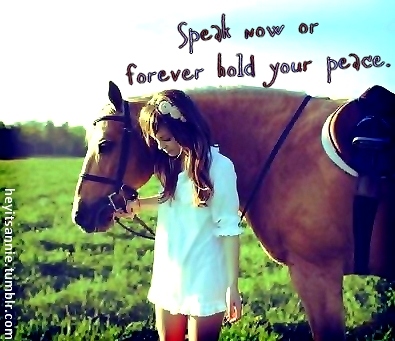 dress, field, girl, hold your peace, horse, speak now